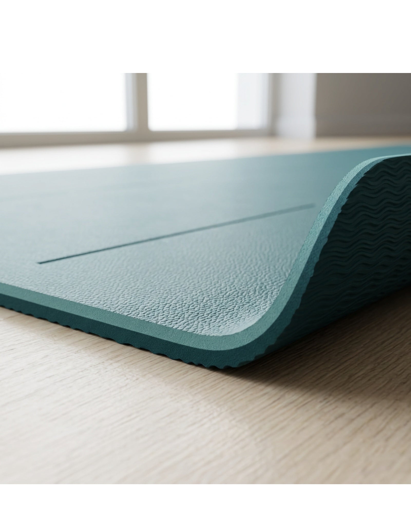 Kvyra TPE Alignment Yoga Mat 183 x 61 cm Teal with Carry Strap - Detail view