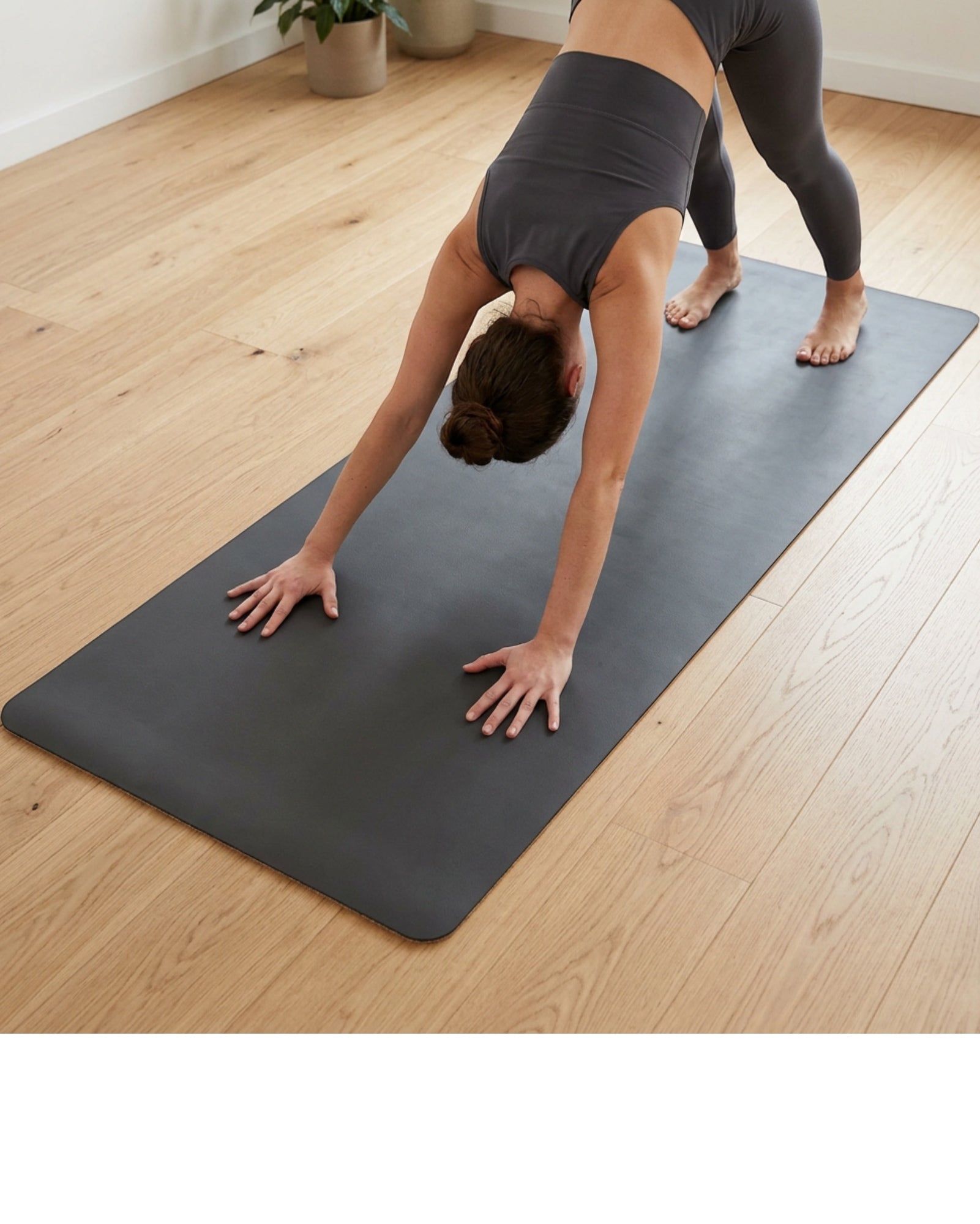 Kvyra Natural Rubber PU Yoga Mat 183 x 68 cm Charcoal with Sling - Lifestyle view